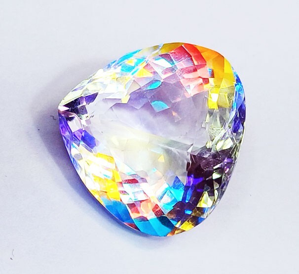 Mystic Quartz Pear Shape Certified Loose Gemstone 37.60 Ct With Free Gift