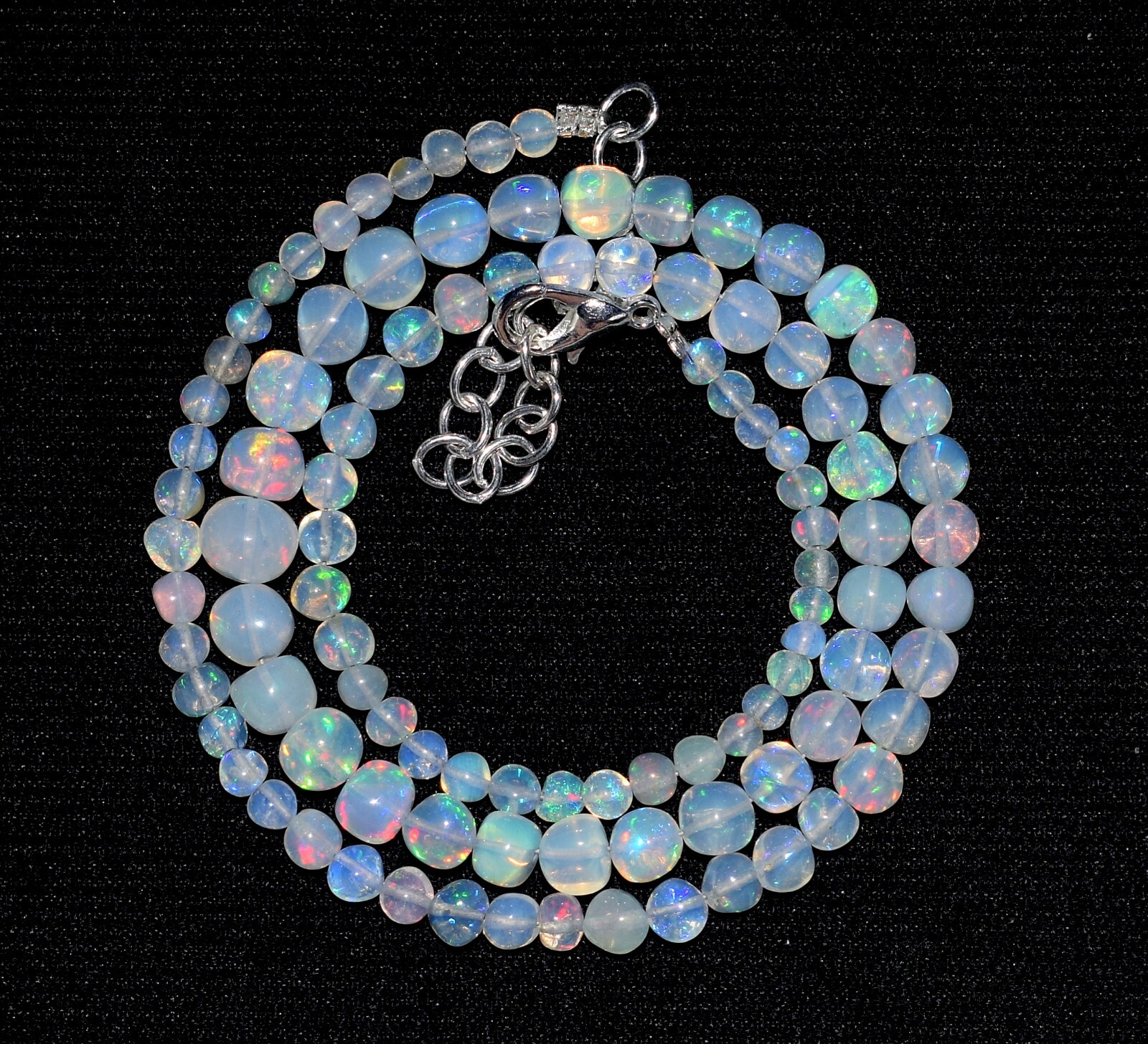 16″Natural Ethiopian Opal Wello Fire Opal Gemstone Beads Necklace Jewelry F3911