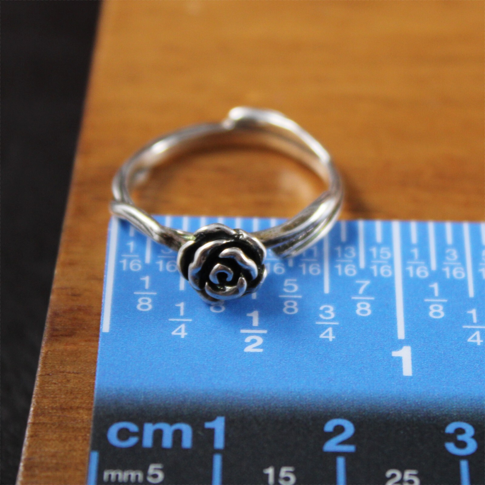 PZ ISRAEL ROSE BLOSSOM with Rose Stem Band Ring Sterling Silver Size 8