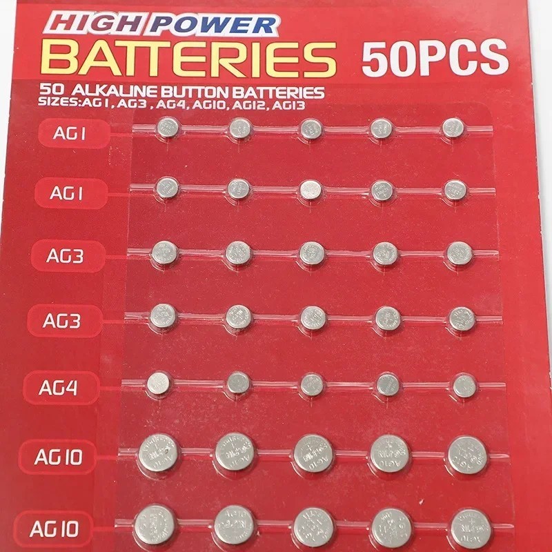 50× Assorted Watch Cell Batteries AG1 AG3 AG4 AG10 AG12 AG13 for Toys & Watches