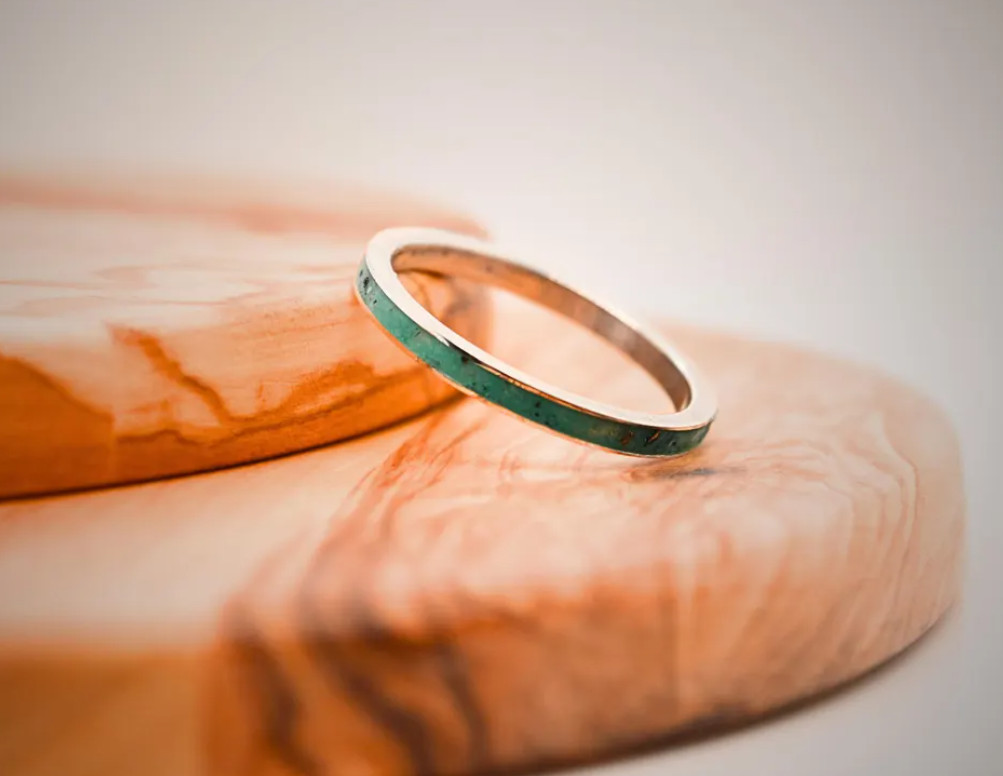 Genuine Blue Turquoise Ring 925 Sterling Silver Eternity Wedding Band For Her