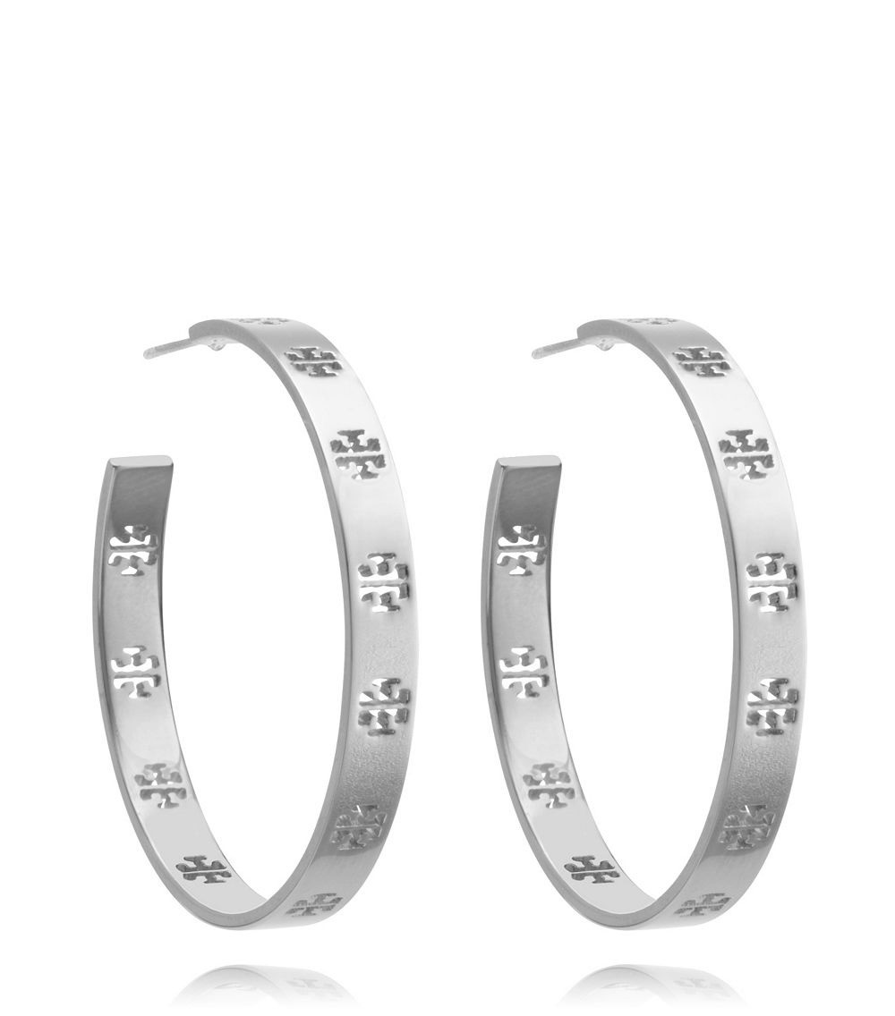 NWT TORY BURCH T- Pierced Logo Hoop Earrings