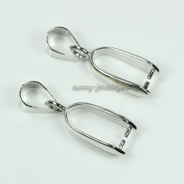 50pcs 24x7mm Large Pendant Pinch Bails Connectors Silver/Dull Silver/Gold Plated