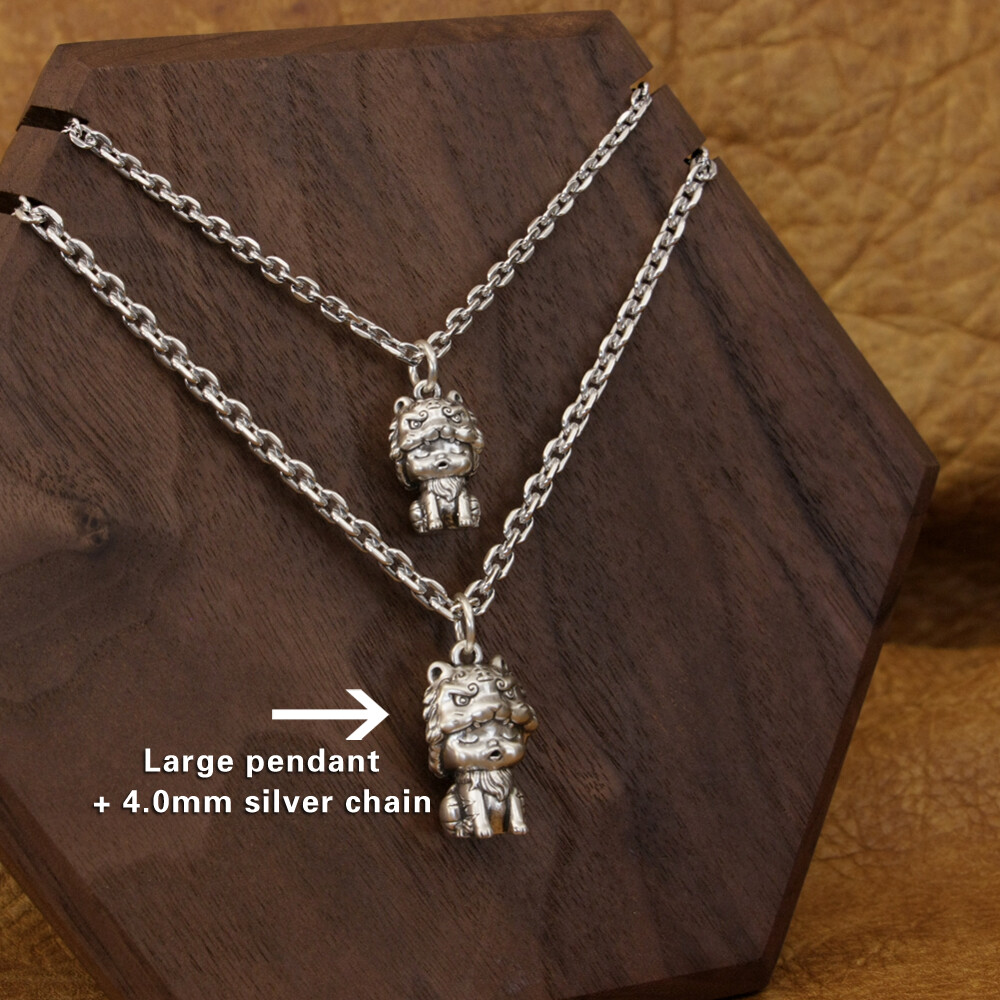 Cute Tiger 925 Sterling Silver Q Version Charms Animal Pendant TA360A HZ
