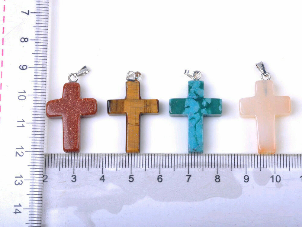 10pcs mass mixed natural stone cross necklaces pendants jewelry party gifts