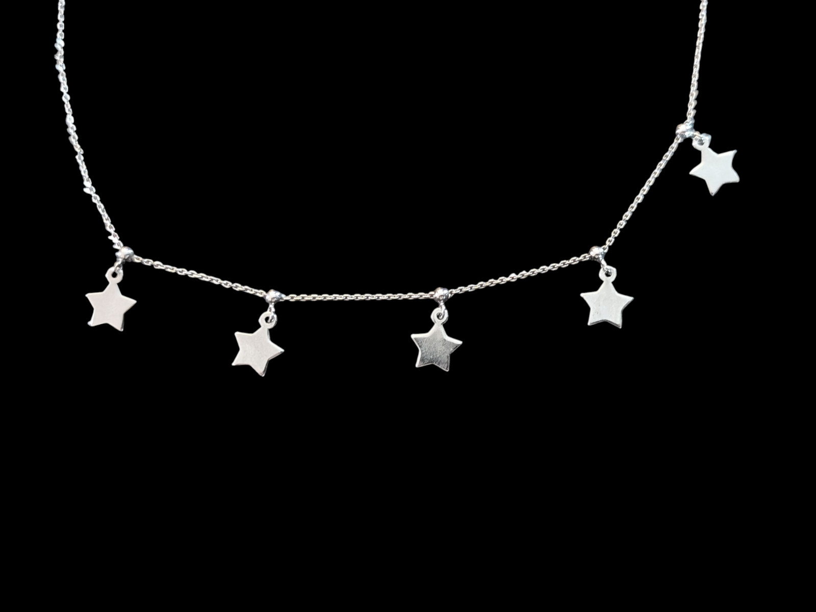 925 Sterling Rhodium Plated Adjustable Slider Celestial Star 15.5″ Choker