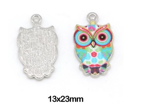 Owl Charms Blue Pink Brown Green Fits European Bracelet or Zipper Pulls DIY
