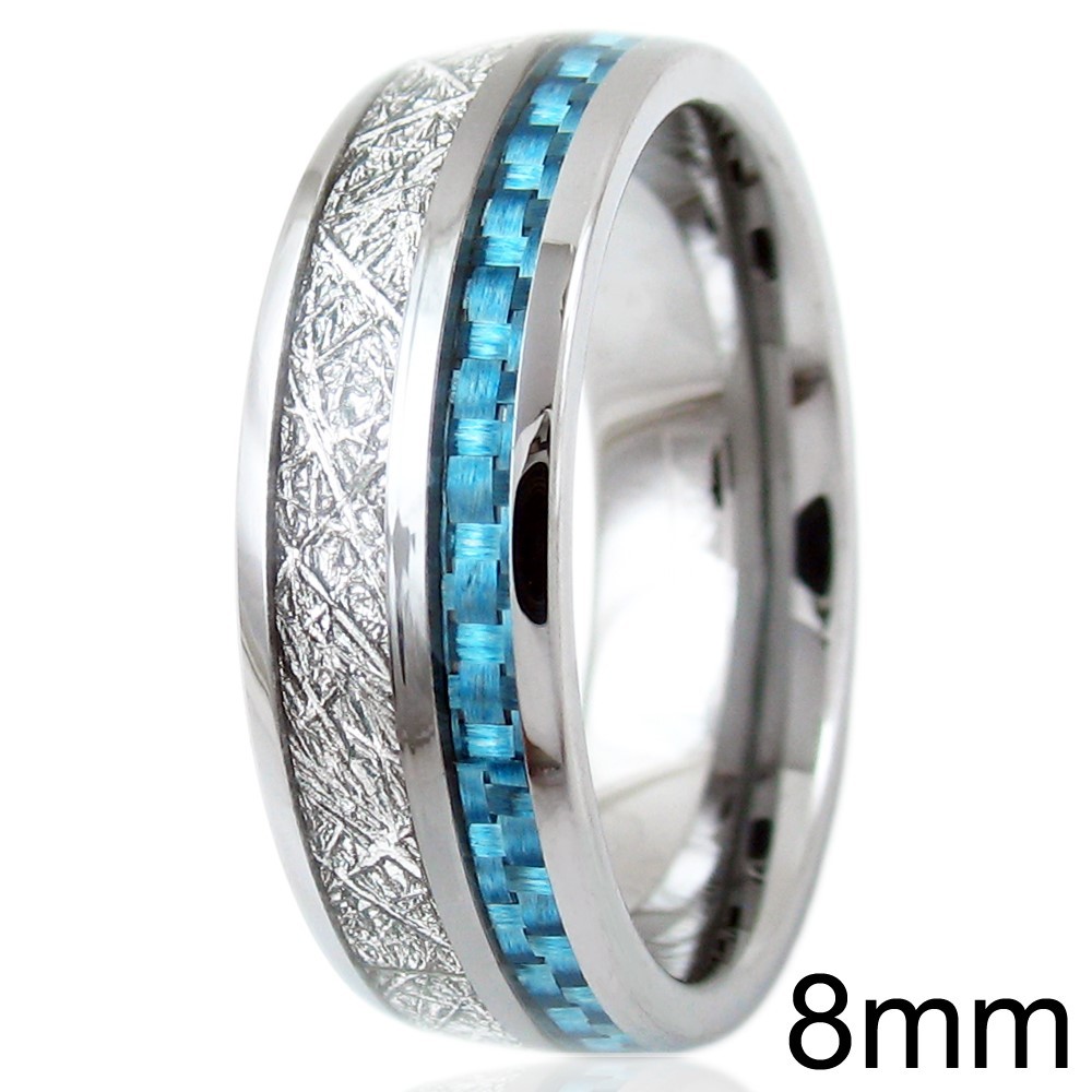6/8mm Tungsten Carbide Meteorite & Carbon Fiber Band Ring-Engraving Avail
