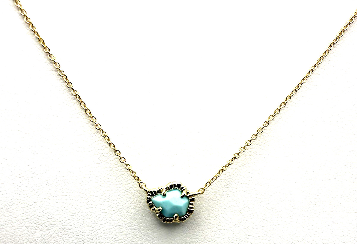 Kendra Scott 15″ ‘TESSA’ Turquoise Color Gold Plated Choker Necklace