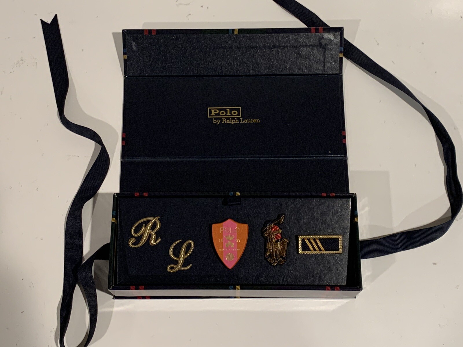 Polo Ralph Lauren Pin Bullion Brooch Gift Set Pony Shield Military R L Rare