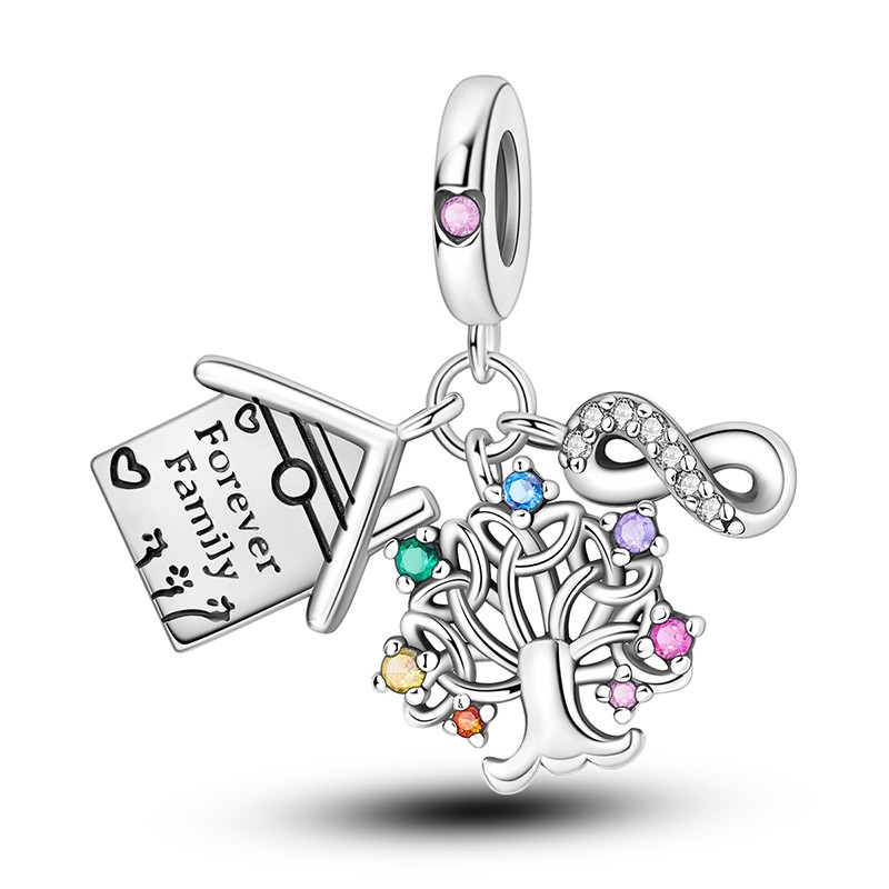 MULA European 925 Silver DIY Charm AAA CZ Tree Life House For Women Bracelet