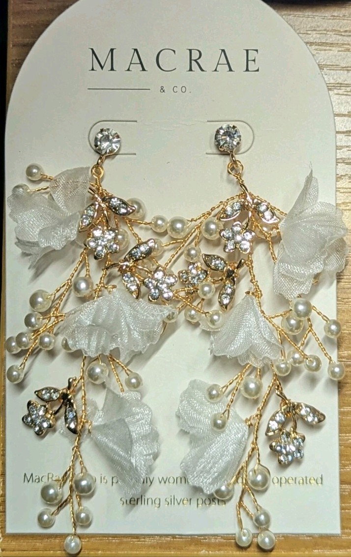Macrae & Co Jewelry Dripping Crystals Earrings 18k Gold Plated AUTHENTIC!
