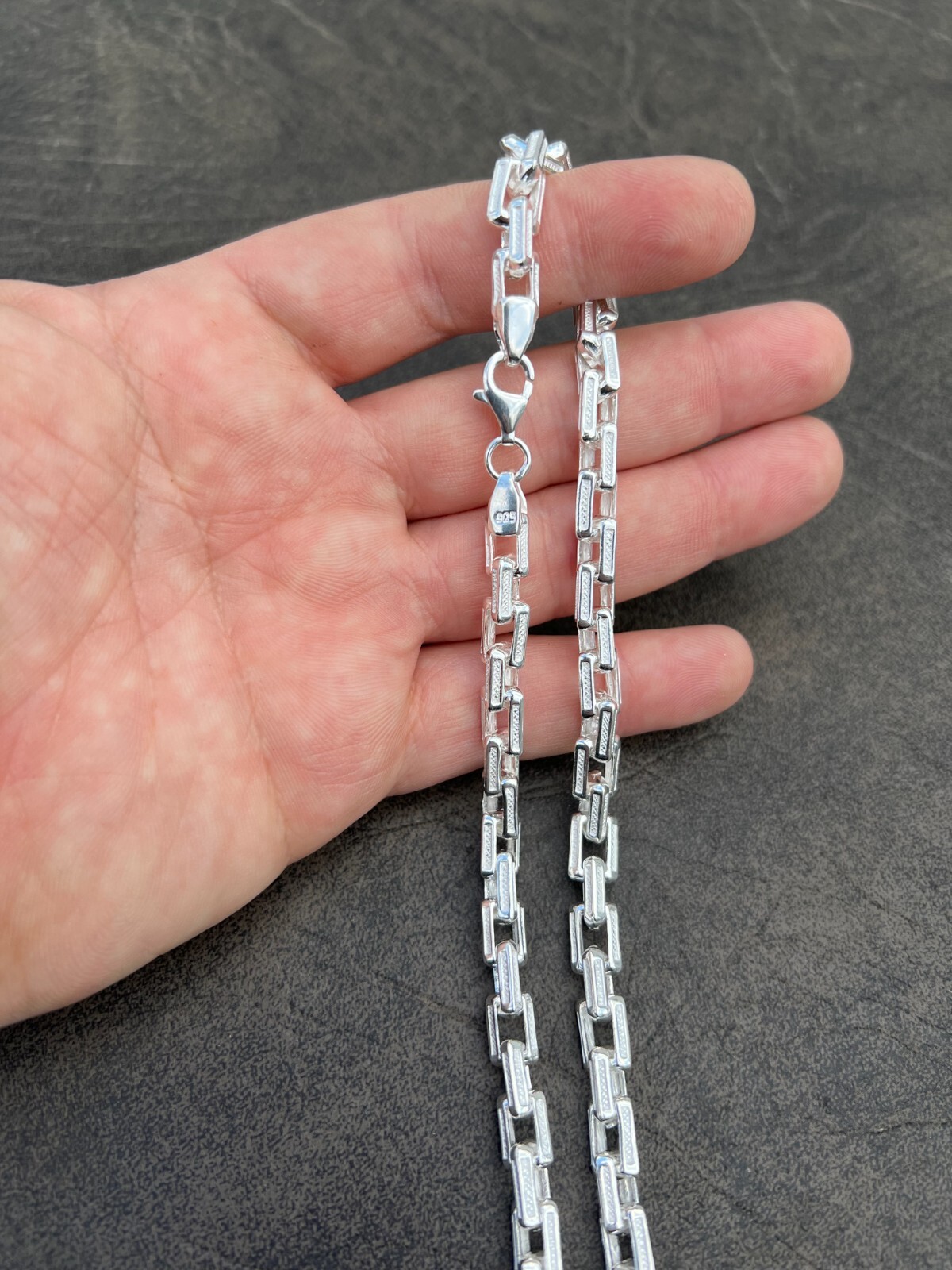 925 Sterling Silver 7.5mm Triangle Rolo Hermes Link Chain Necklace Or Bracelet