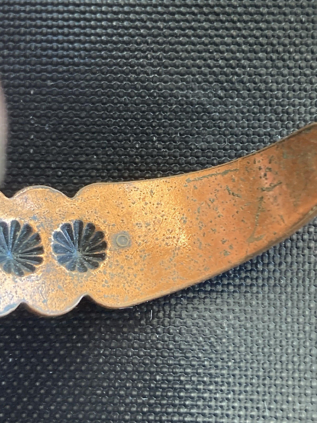 Vintage Southwest Copper Stamped Concho Star Cuff Bracelet Tourist (5.2″ + Gap)