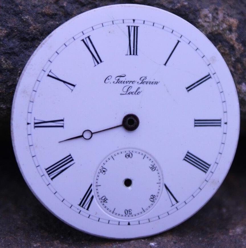 C. FAIVRE PERRIN LOCLE PORCELAIN POCKET WATCH DIAL 35.4mm DIAMETER (BH)