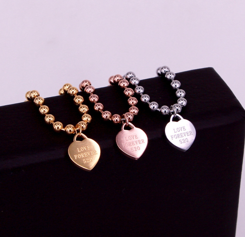 Silver Gold Heart Beads Link Chain Stainless Steel Anklet 7-9″ Adjustable P10