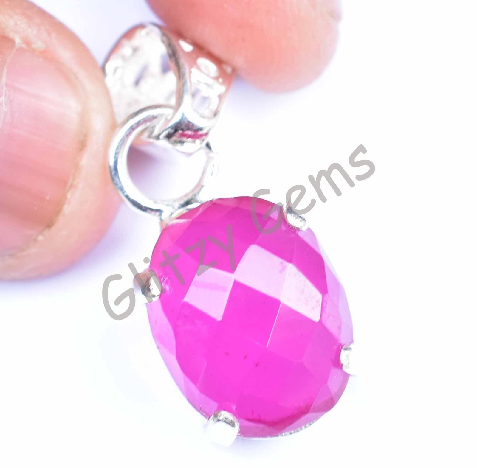22.65 Ct Natural Pink Ruby Oval 925 Sterling Silver Pendant Certified