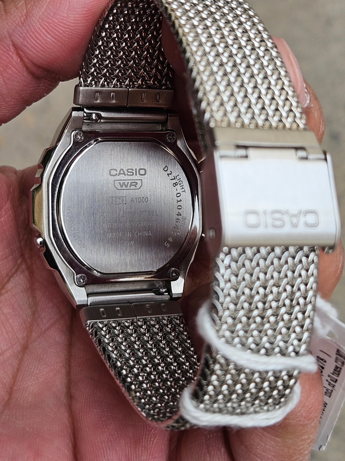 Casio A1000MA-7DF Vintage Digital Watch Stainless Steel Mesh Bracelet Illuminato