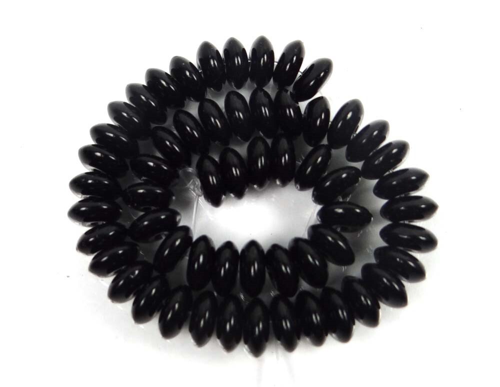 8x3mm Black Onyx Abacus Rondelle Beads (50pcs)