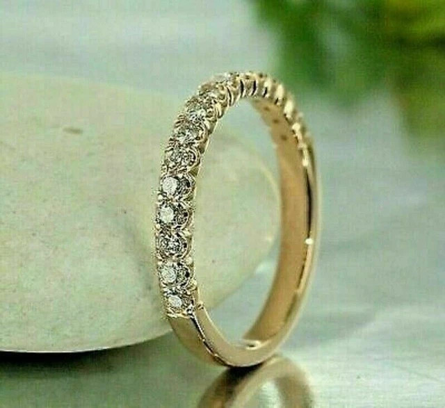 2CT Round Lab Created Diamond Eternity Wedding Band Ring 14K Yellow Gold Finish