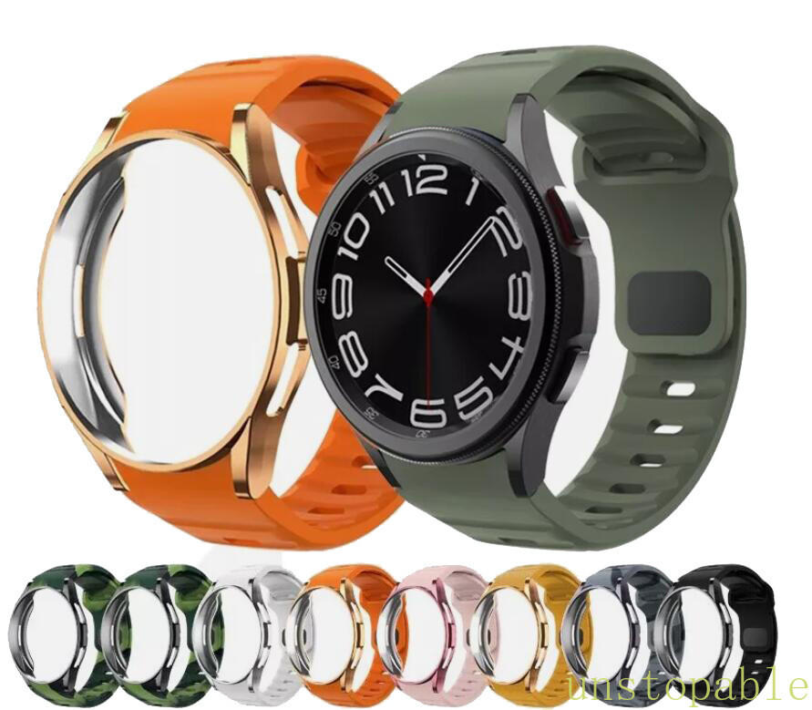 Silicone Band+Case for Samsung Galaxy Watch 7 6 5 4 FE 40mm 44mm Classic 43/47mm