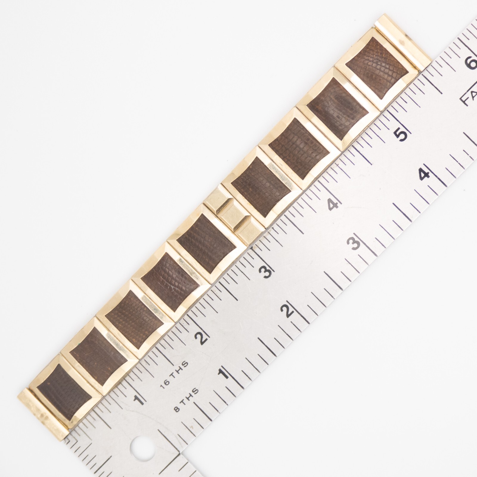 Vintage Flex-Let 17.4mm Gold-Filled Wristwatch Expansion Bracelet, Leather Inlay