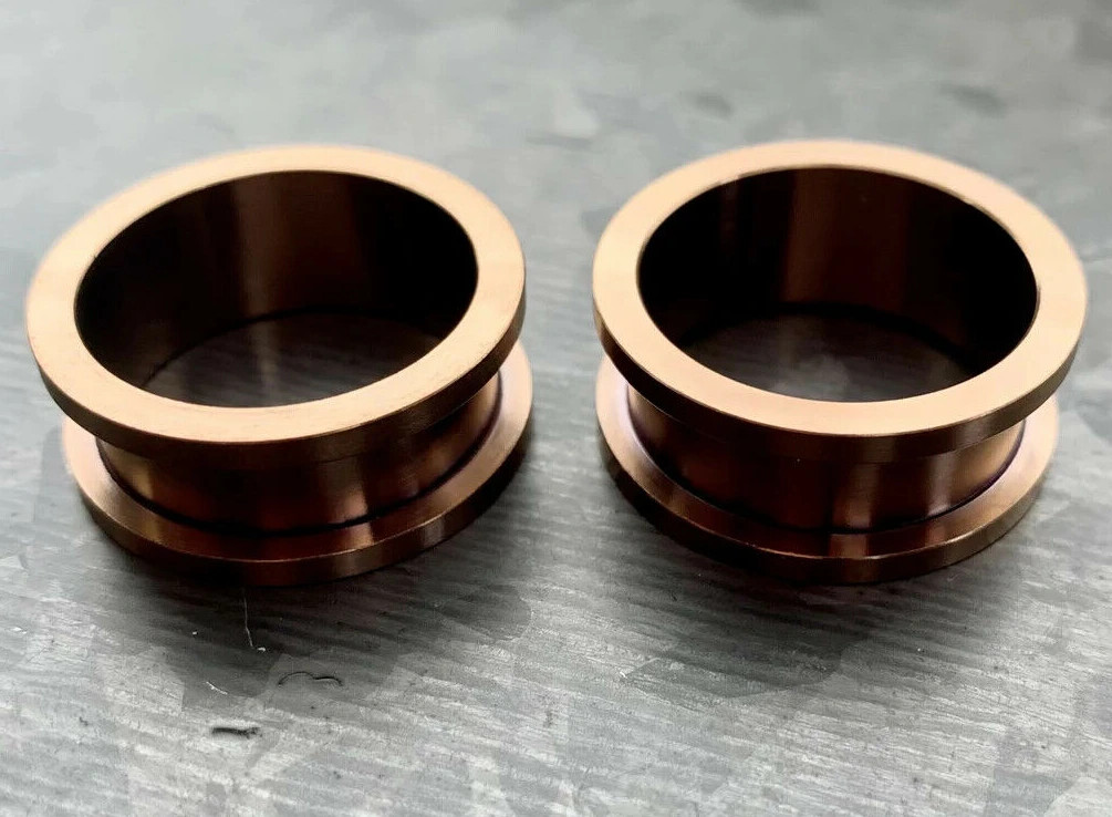 PAIR Bronze Plated Steel Screw Fit Tunnels Plugs Earlets Gauges Body Jewelry