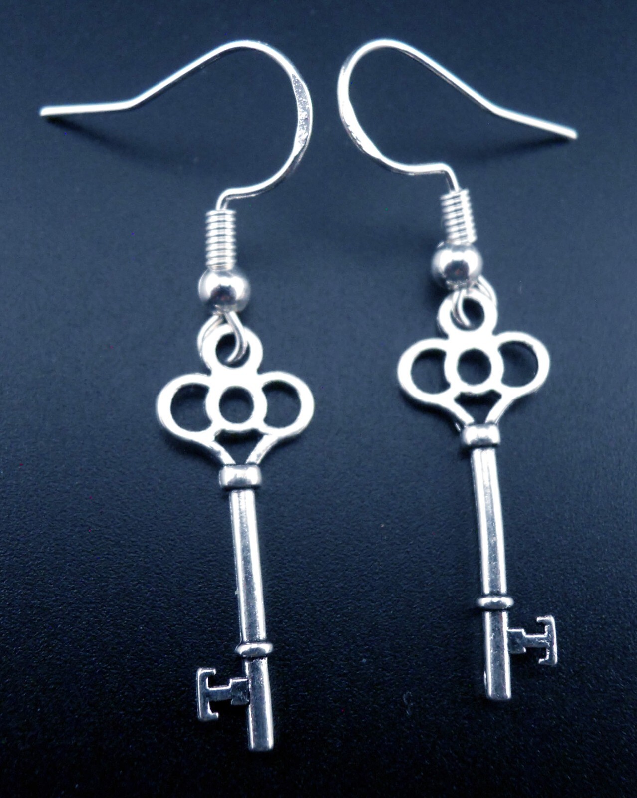 Keys Earrings Sterling Silver Ear Wires Tiny 3d Key Steampunk Retro