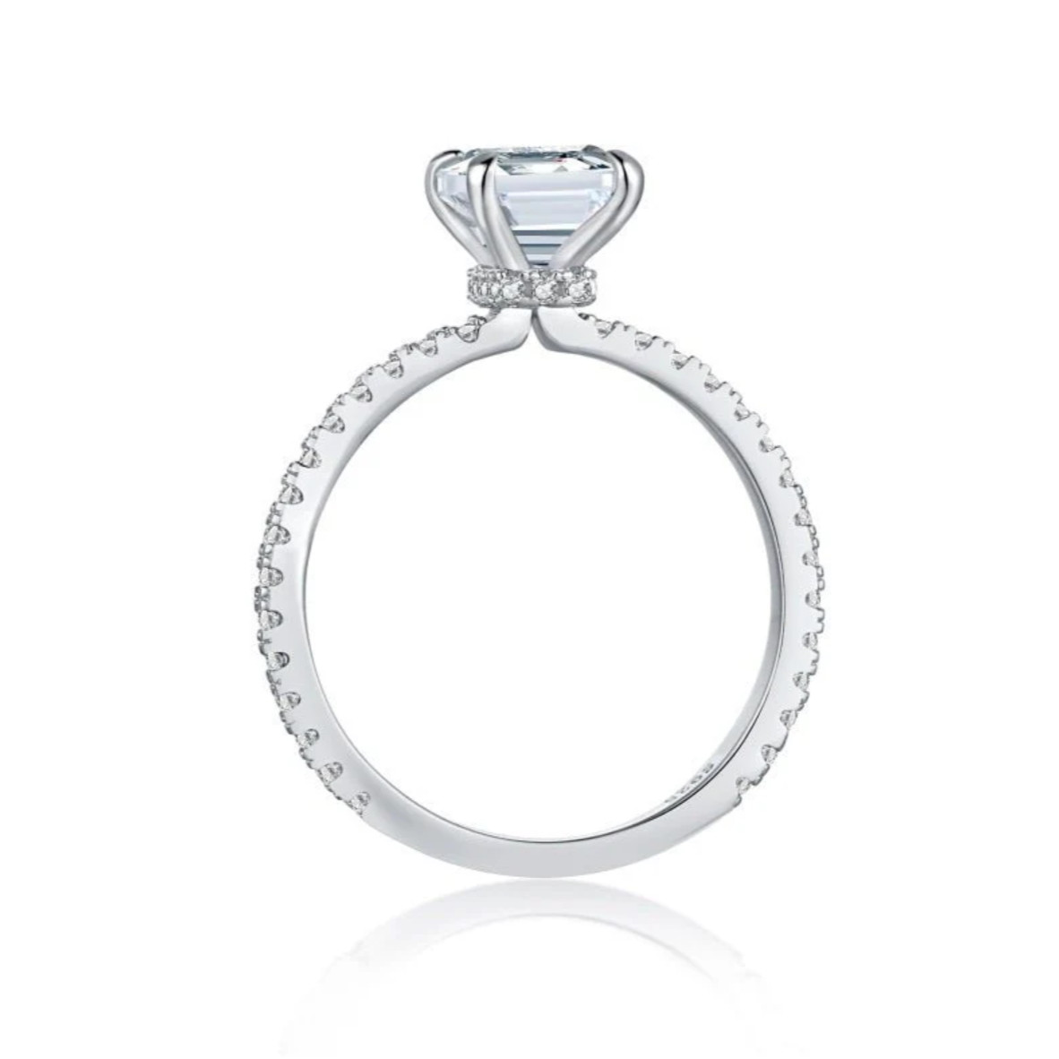 2 Carat Hidden Halo Emerald Cut Solitaire Cubic Zirconia Engagement Ring
