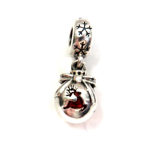 Pandora Prancing Reindeer Pendant Charm #791768EN07 Christmas Balls Ornament