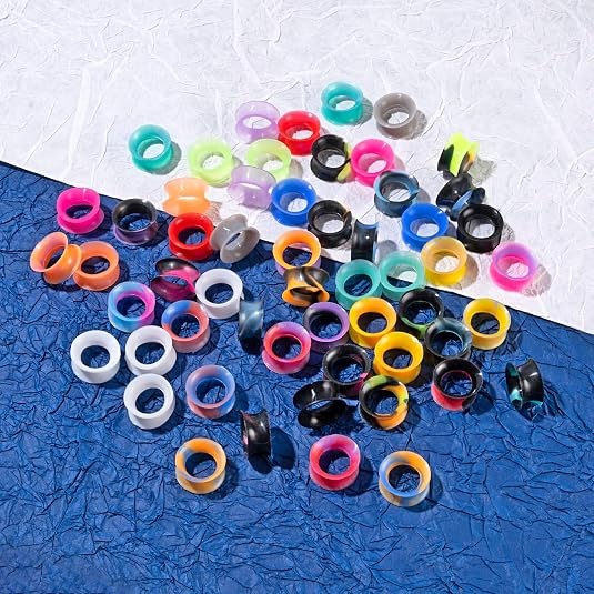 40PCS Silicone Ear Gauges Plugs Tunnels Random Mixed Color Double Flared 2G-3/4″