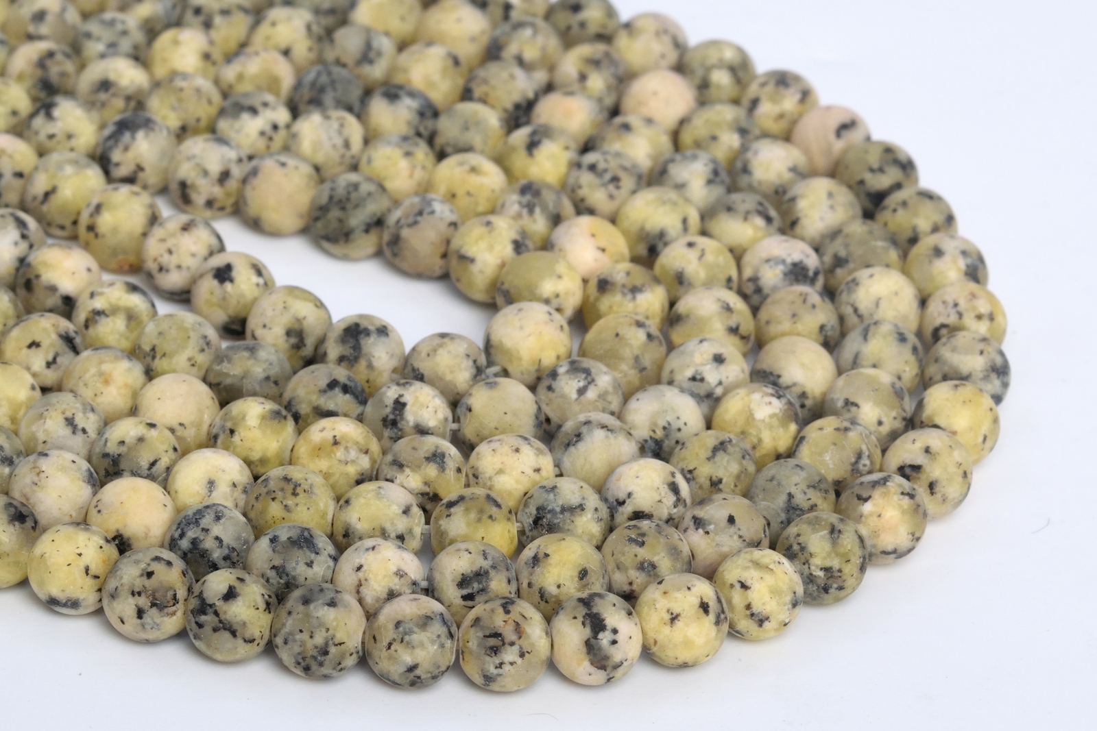 8MM Matte Faint Yellow Jade Beads Grade AAA Round Loose Beads 7.5″