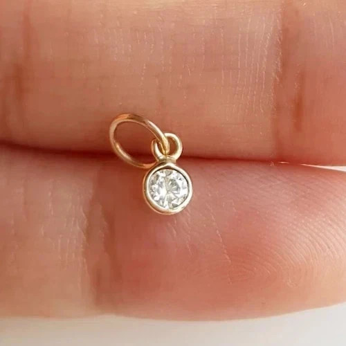 0.50 Ct Real Moissanite Round Cut Women’s Small Pendant 14K Yellow Gold Plated