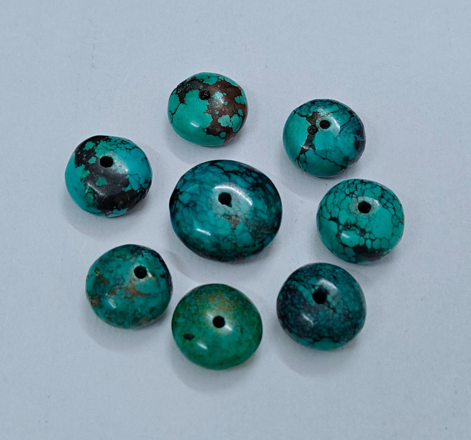 Hubie Turquoise Rondell Beads Loose Gemstone For Jewellery Making Supply 78 Cts.