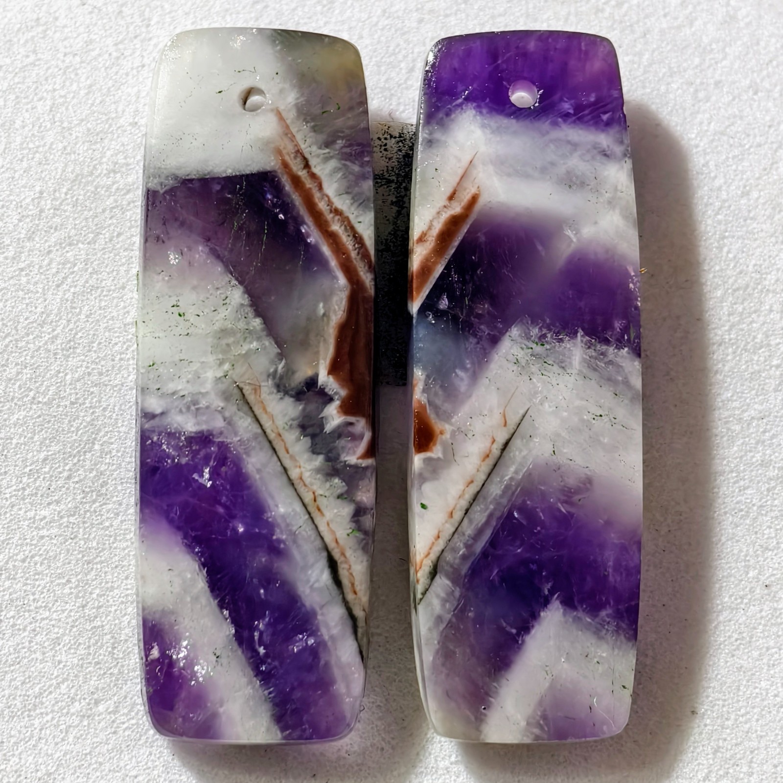 33 Cts Natural Amethyst Drilled Pair Cabochon Gemstone For Earrings 32.8X10.8 MM