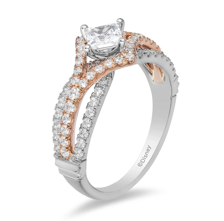 Enchanted Disney Aurora Inspired Princess Two Tone Cut Engagement In 925 Silver