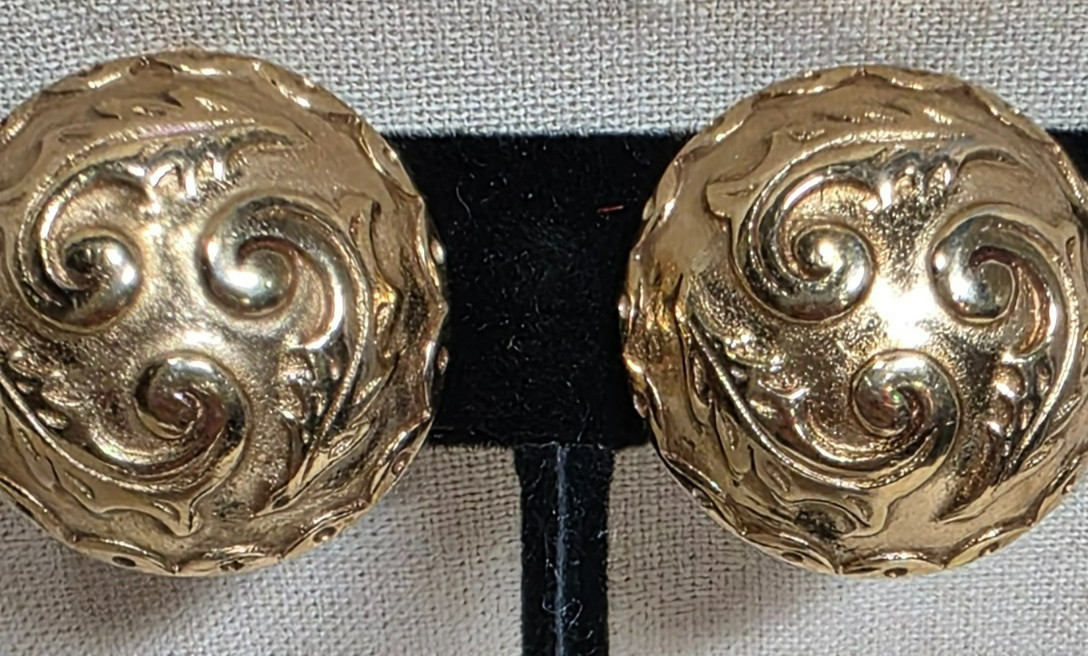 Vintage Givenchy Paris.New York Domed Clip-on Earrings