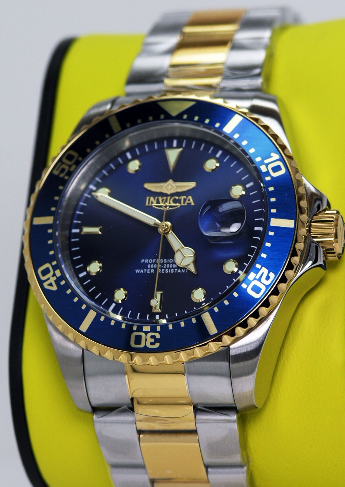 NEW INVICTA 22058 PRO DIVER COIN EDGE BLUE WATCH TU TONE STAINLESS STEEL 43MM