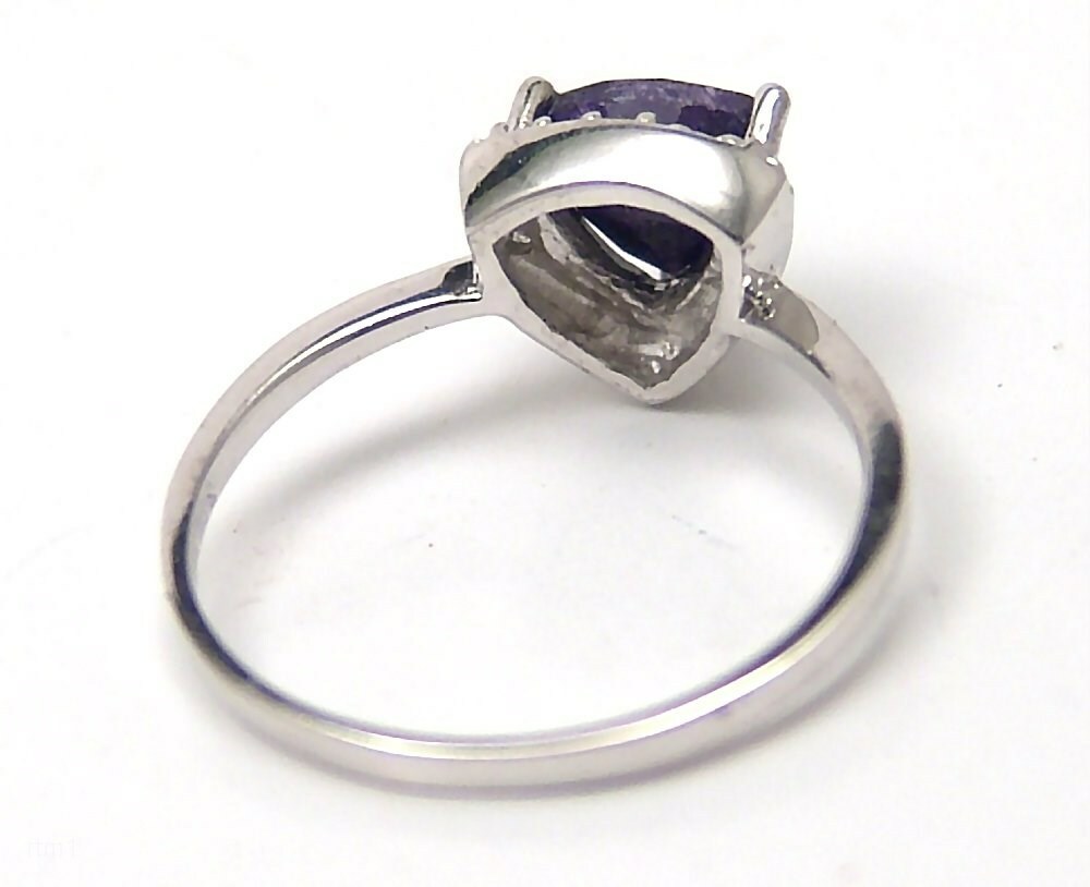 Sapphire Sterling Silver Ring Diamonds Trillion 1.01 carats Size 7.5