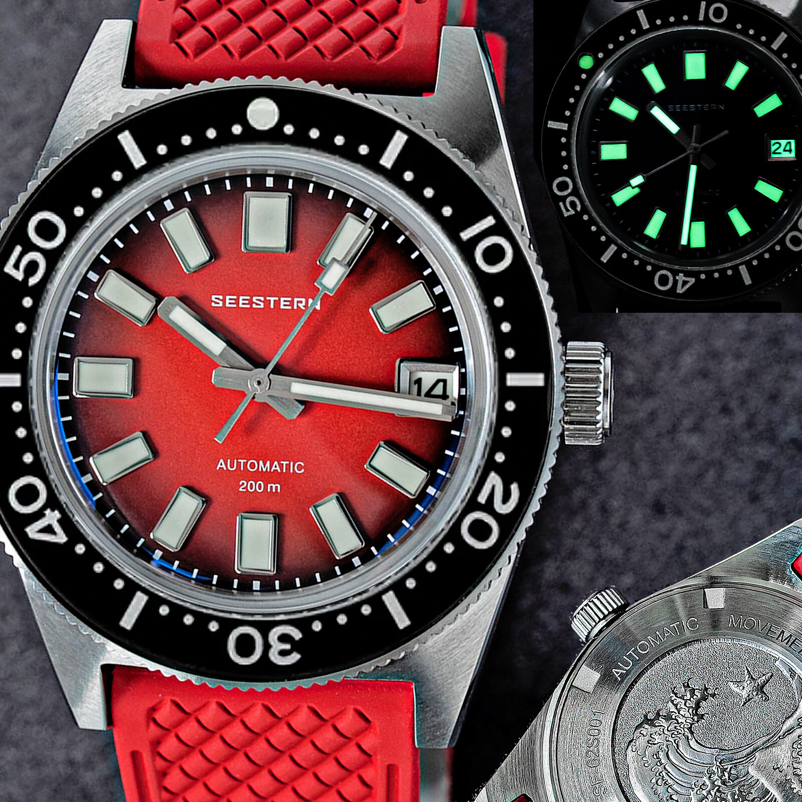 Seestern V3 62MAS 20ATM Genuine Ceramic Bezel 200m DIVER’S Watch SE2021-D62S-RR