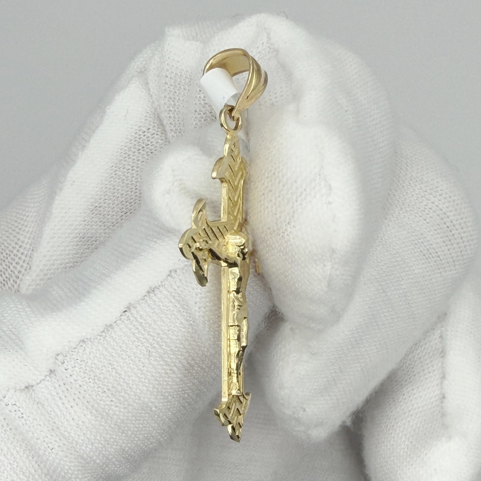 10k Yellow Gold Shiny Unisex Cross Crucifix Religious Charm Pendant Jewelry Gift