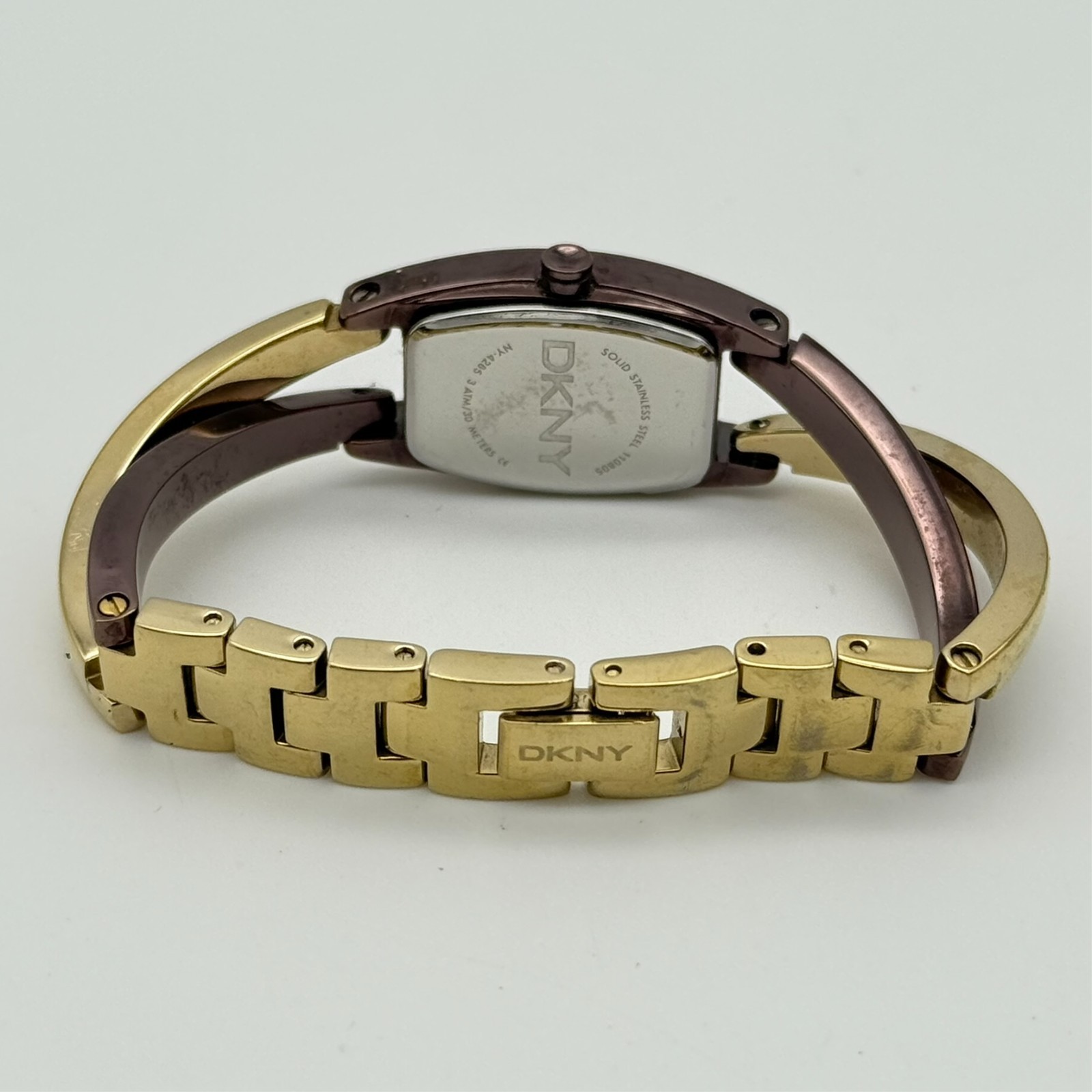 Women’s DKNY Brown/Gold Tone Solid Stainless Steel Petite Bracelet Watch NY4285