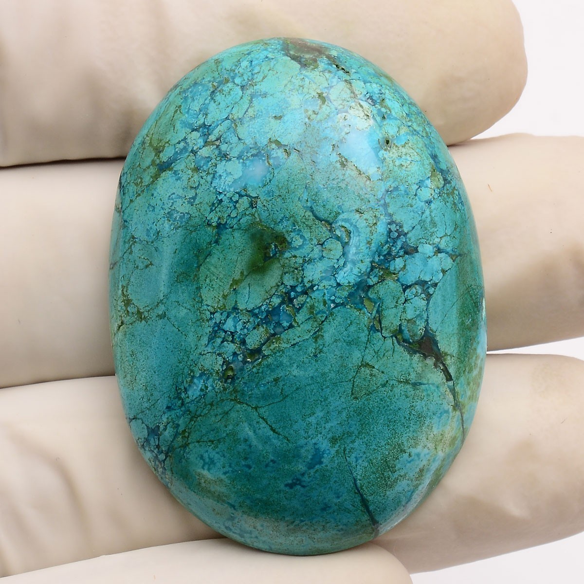 92.00 Cts Natural Tibbet Turquoise 42mmx31mm Oval Cabochon Huge Loose Gemstone