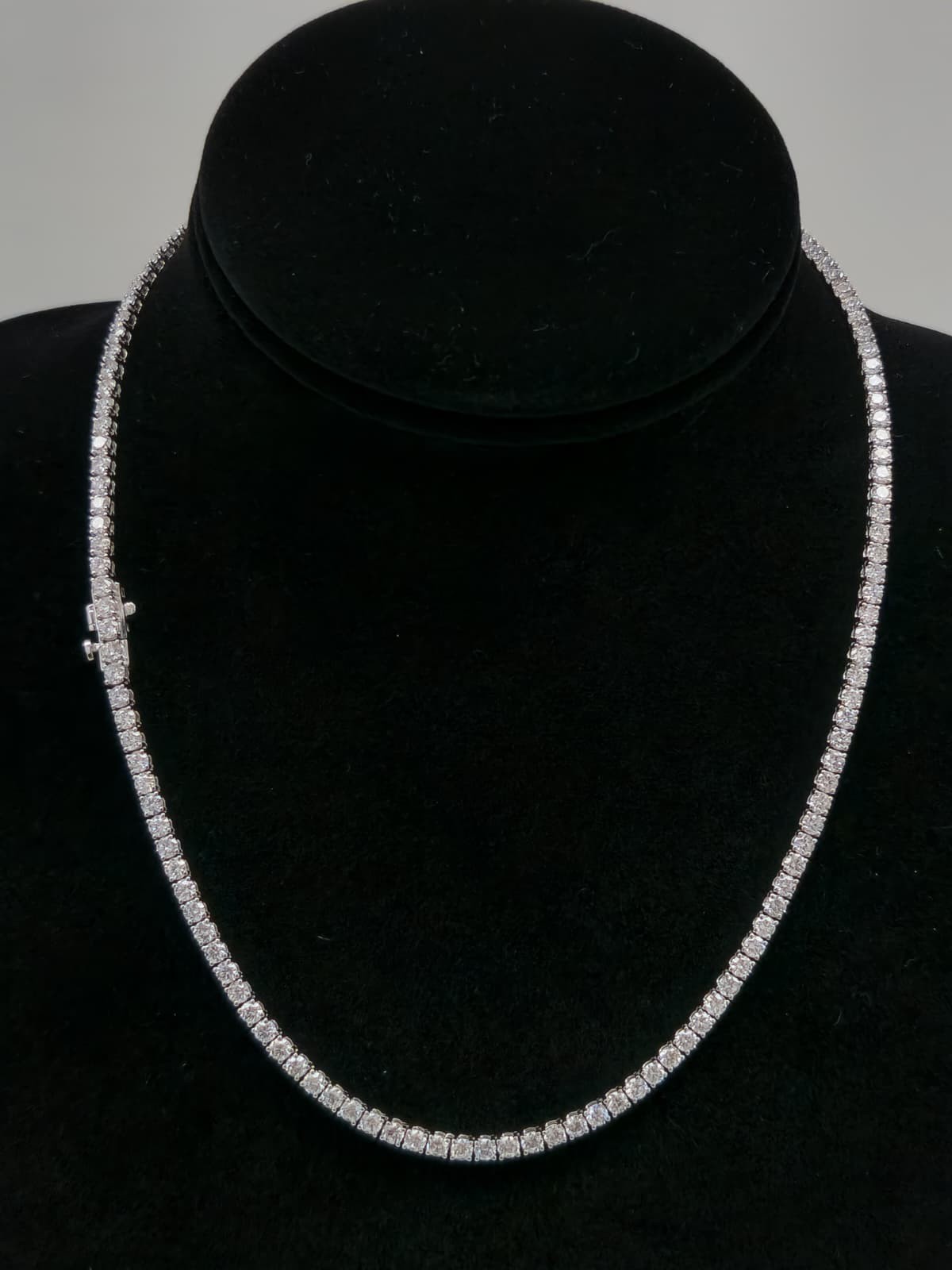 13.00 Ct Lab Grown Diamond Tennis Necklace 14k White Gold E F VVS 17 Inch