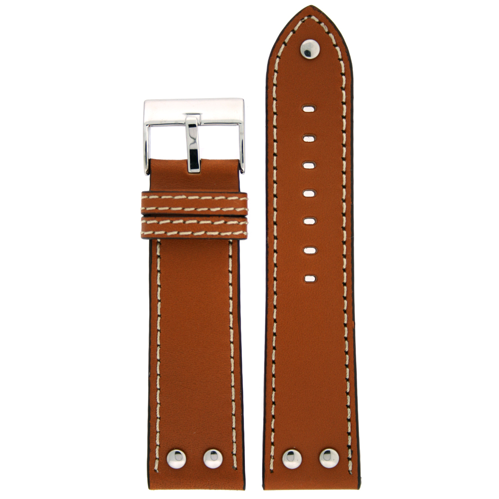 Pilot Watch Band with Rivets Tan Light Brown 20mm – 24mm