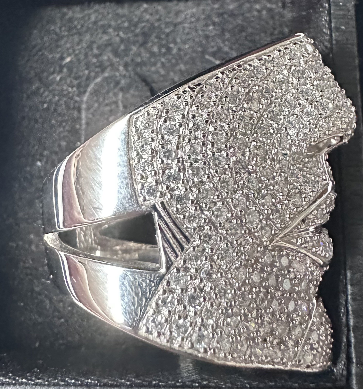 SONIA BITTON SIMULATED DIAMOND FACE RING ~ STERLING SILVER RING