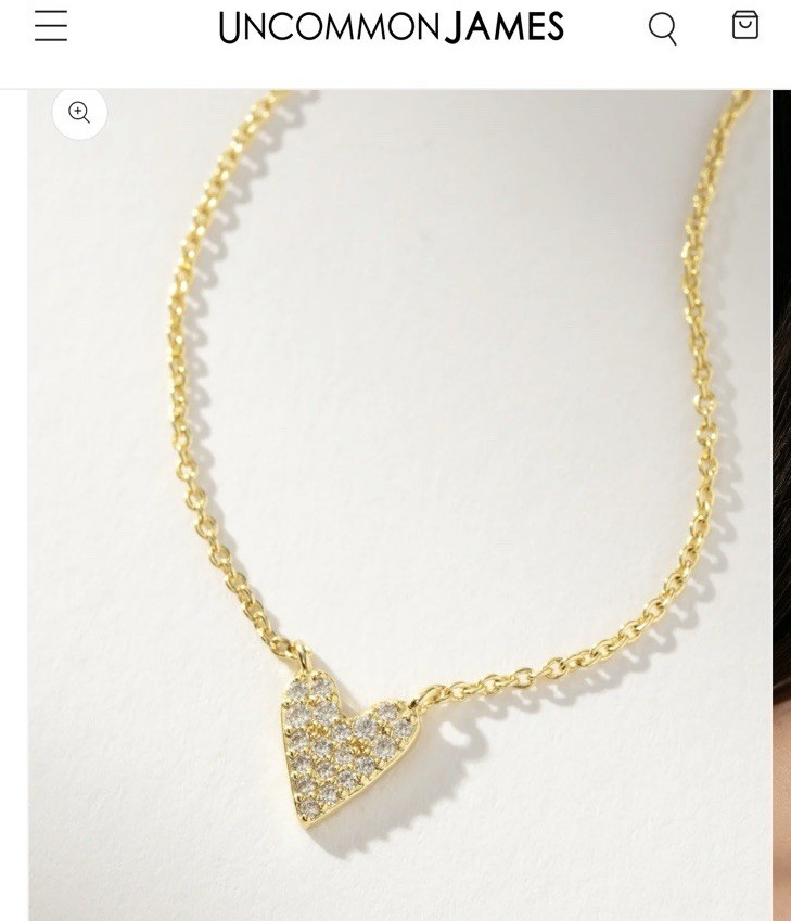 Uncommon James Full Heart Necklace Crystal Pavé Heart Pendant Gold Tone