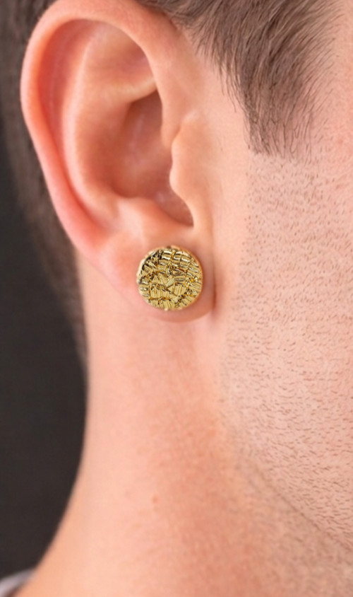 1/200 14K Yellow Gold Oro Overlay Nugget Earrings Women Ladies Men mm in