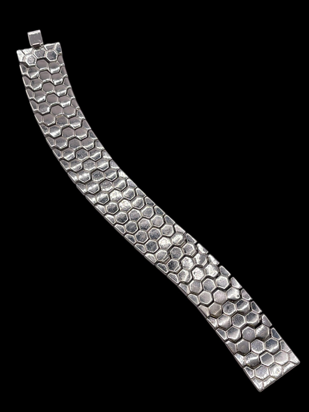 Vintage Crown Trifari Honeycomb Bracelet Mesh Geometric Hexagon Link