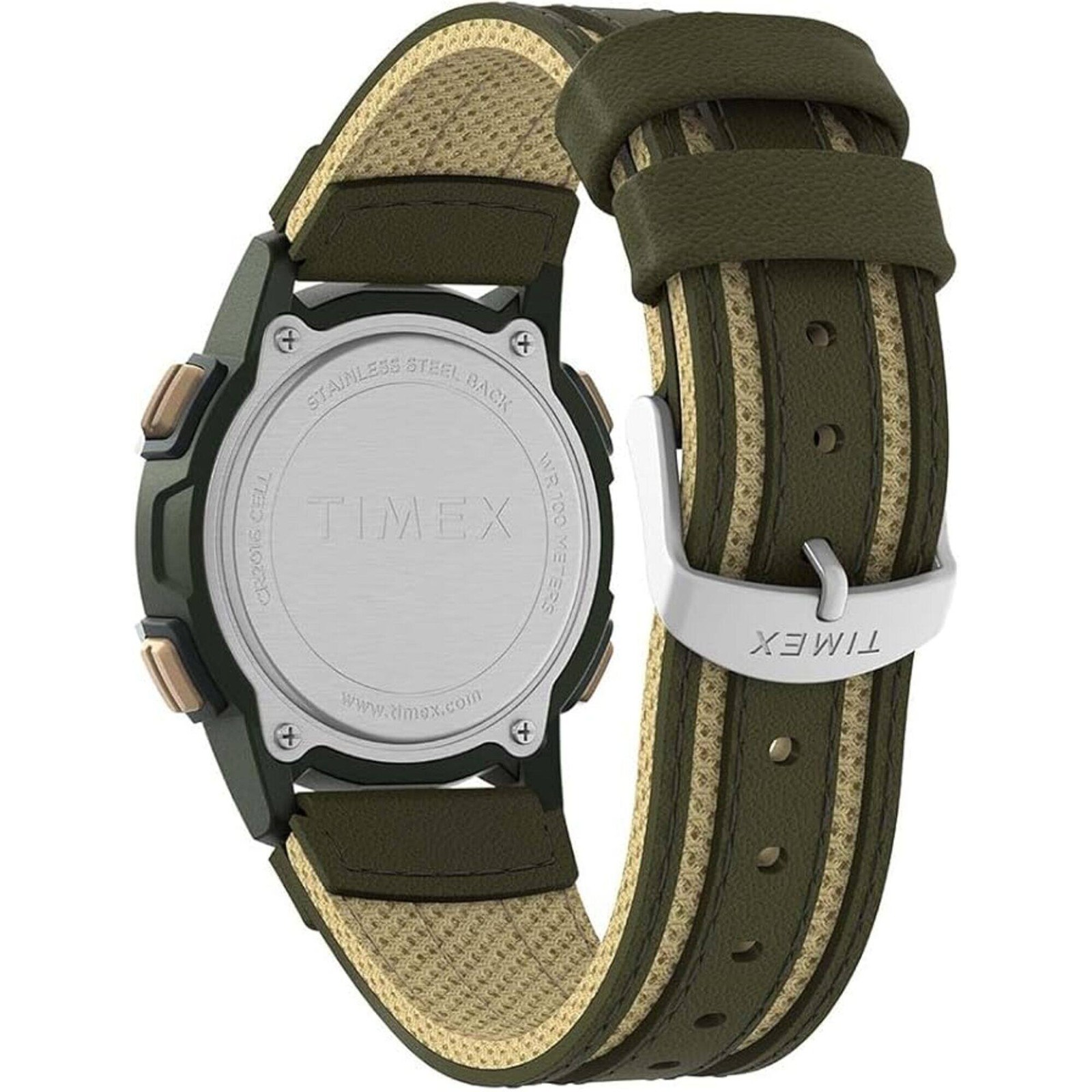 Timex Men’s Watch Expedition CAT5 Digital Dial Green Leather Strap TW4B30300